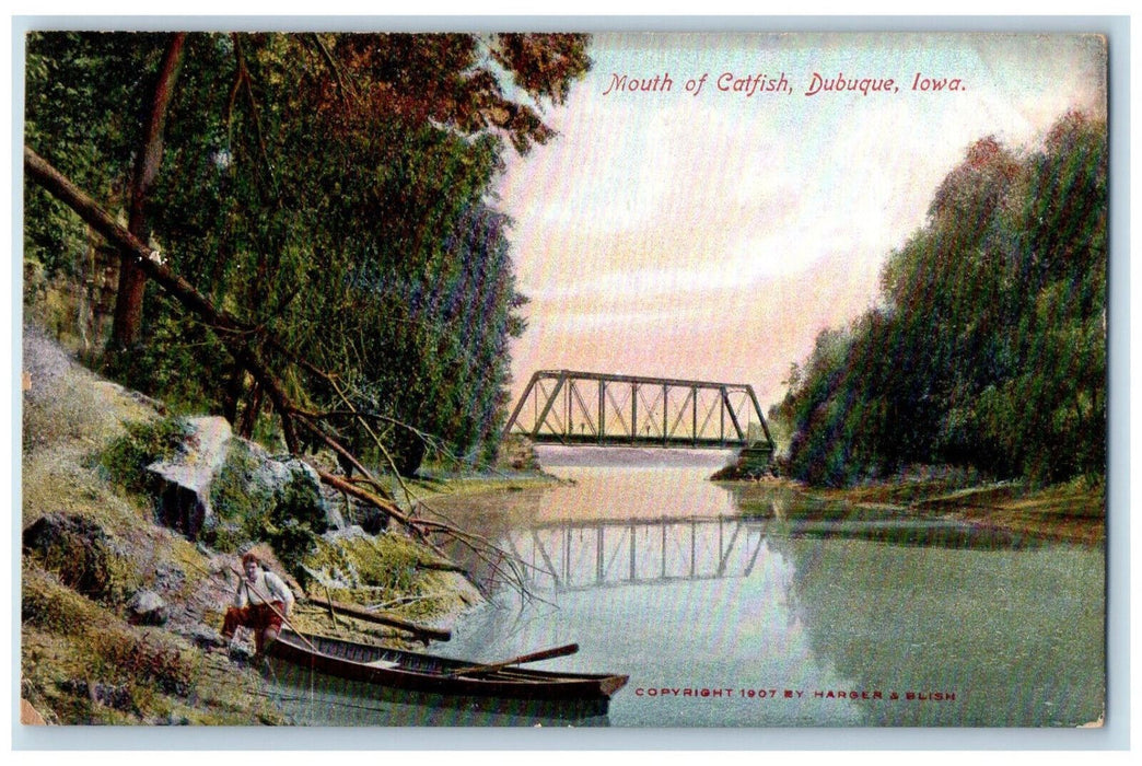 1908 Scenic View of Mouth Of Catfish Dubuque Iowa IA Antique Posted Postcard