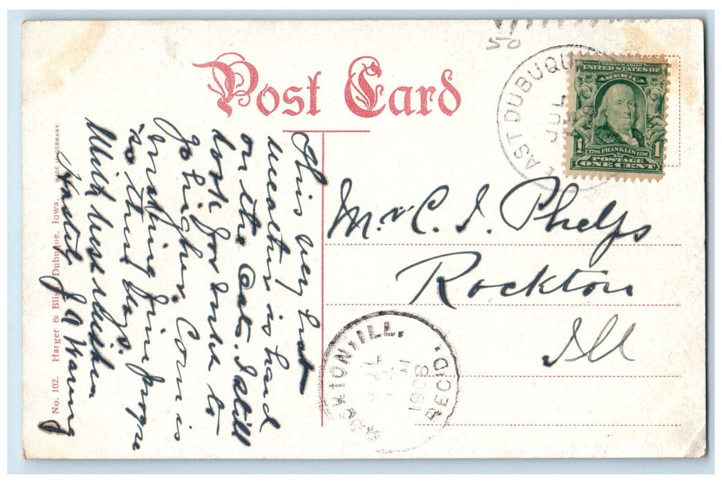 1908 Scenic View of Mouth Of Catfish Dubuque Iowa IA Antique Posted Postcard