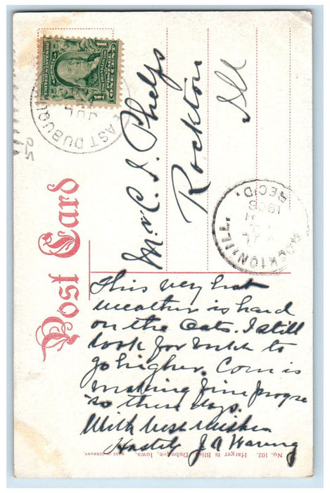 1908 Scenic View of Mouth Of Catfish Dubuque Iowa IA Antique Posted Postcard