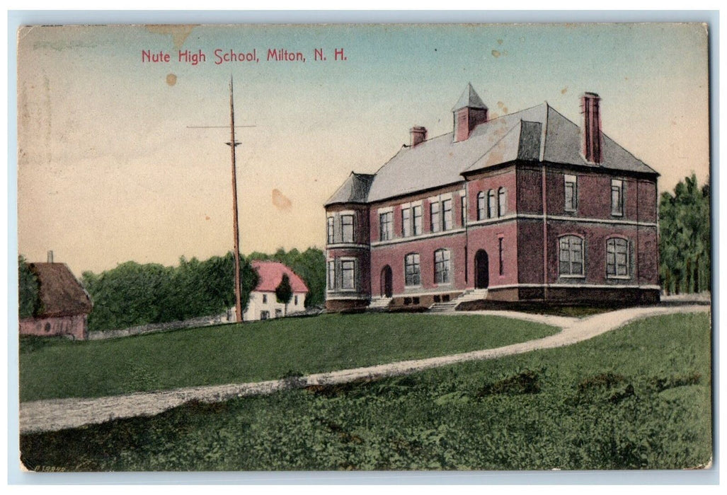 1908 Nute High School Exterior Scene Milton New Hampshire NH Posted Postcard