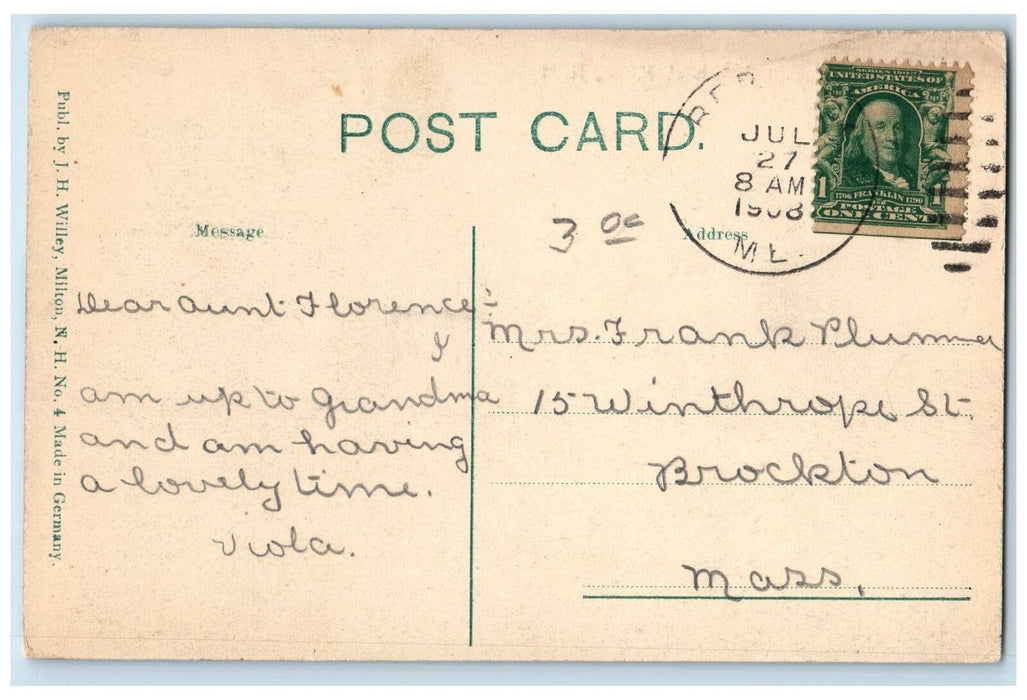 1908 Nute High School Exterior Scene Milton New Hampshire NH Posted Postcard