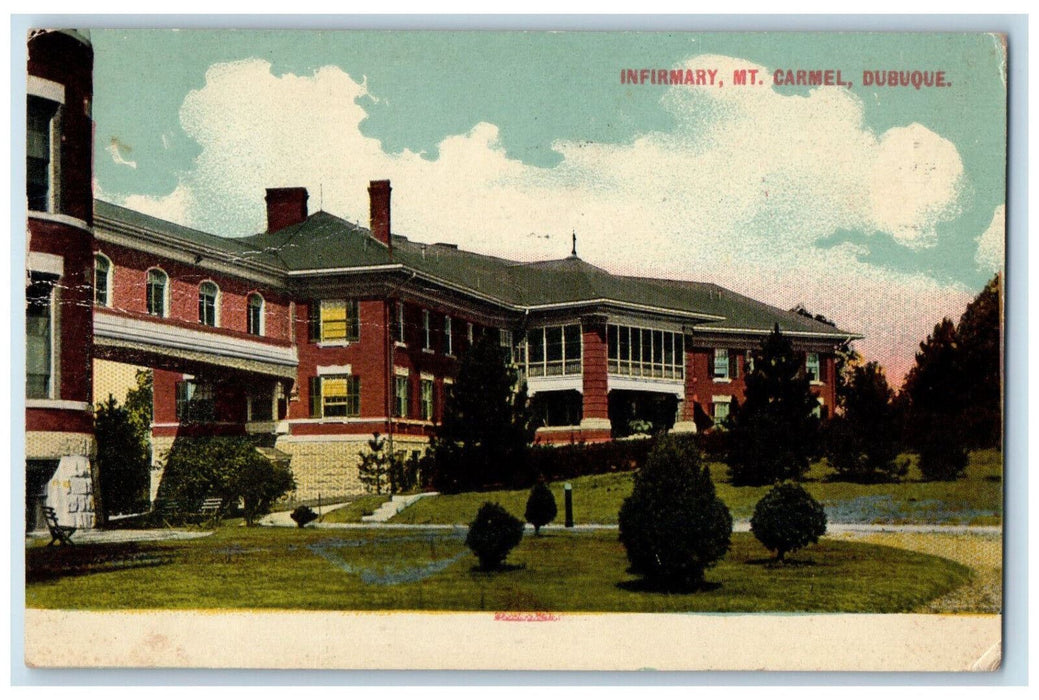 1914 View Of Infirmary Mt. Carmel Dubuque Iowa IA Antique Posted Postcard