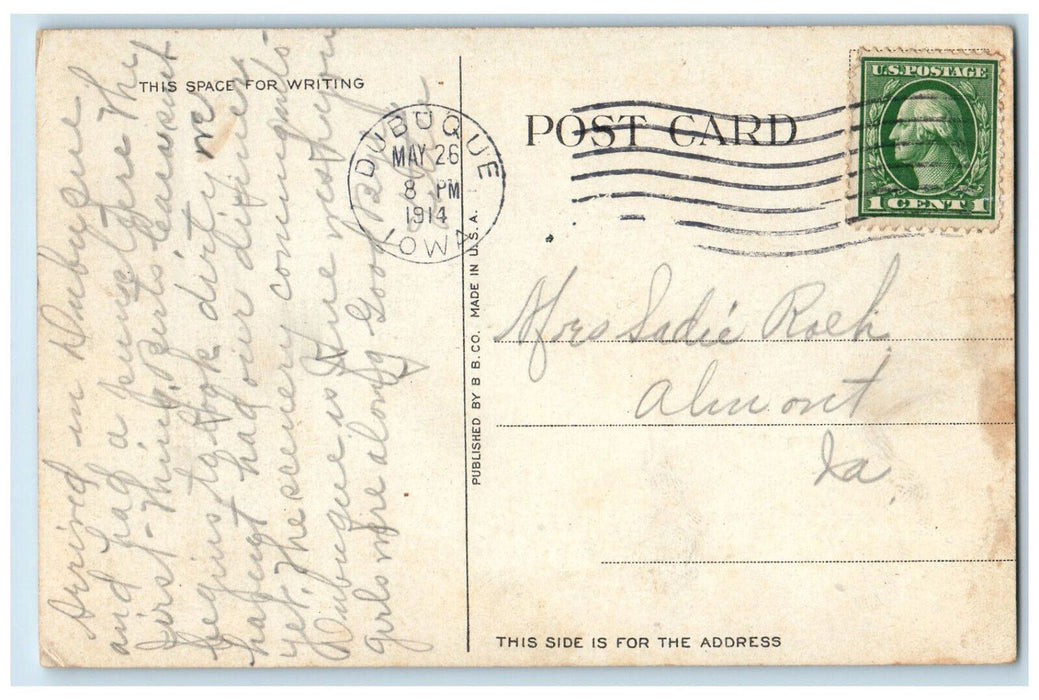 1914 View Of Infirmary Mt. Carmel Dubuque Iowa IA Antique Posted Postcard