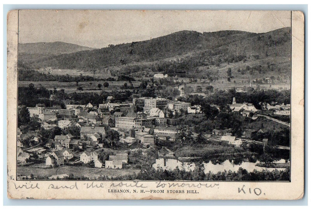 1906 Lebanon From Stores Hill Aerial View New Hampshire NH Posted Postcard