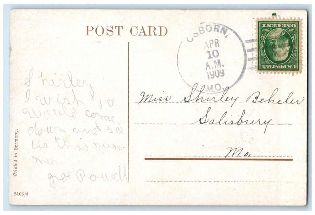 Easter Little Girl In Hatched Egg Pipe Berry Bundle Flowers Osborn MO Postcard