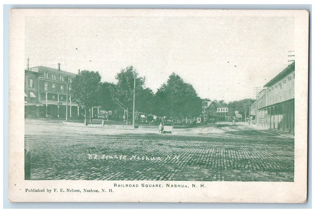 c1905's Railroad Square Scene Nashua New Hampshire NH Unposted Building Postcard