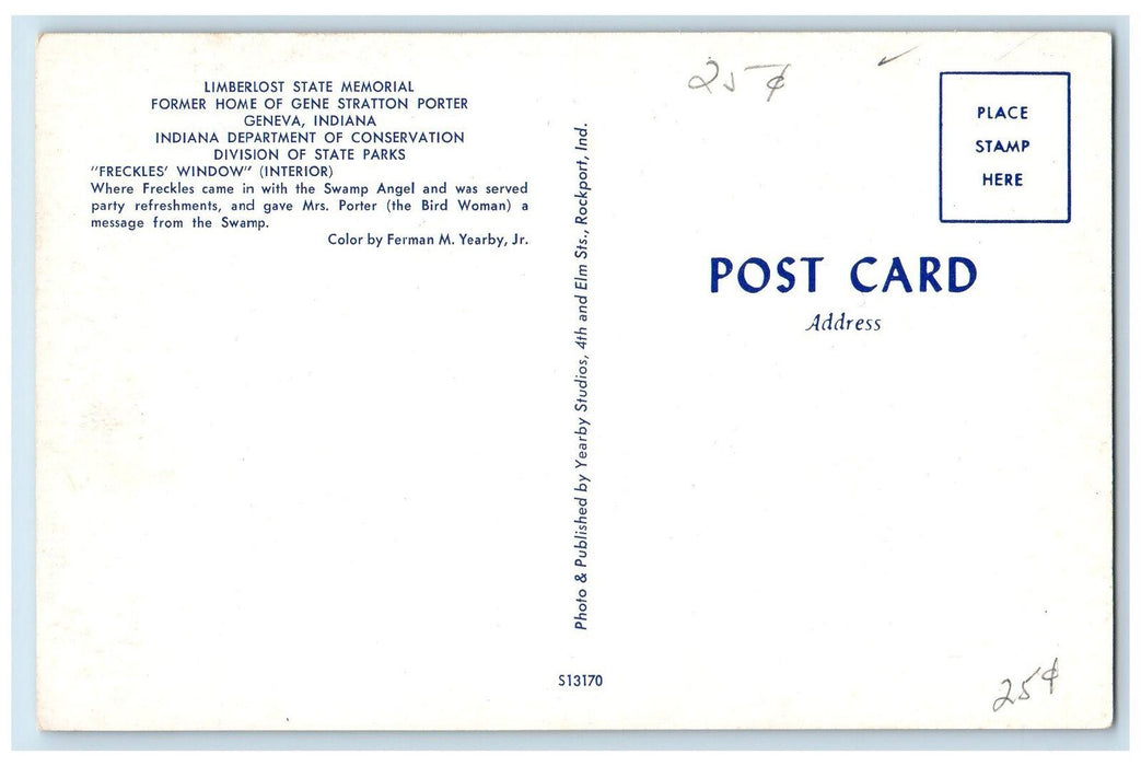c1950 Limberlost State Memorial Conservatory View Geneva Indiana IN Postcard