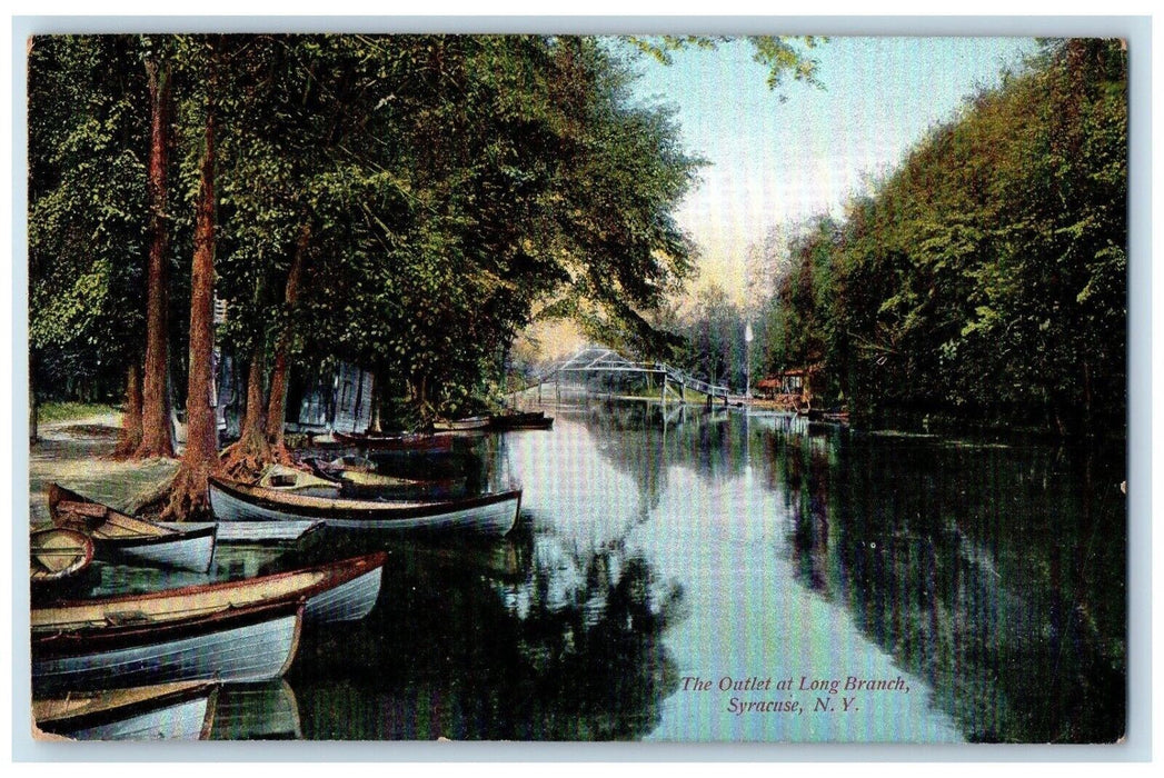 c1910's The Outlet At Long Branch Boats Syracuse New York NY Antique Postcard