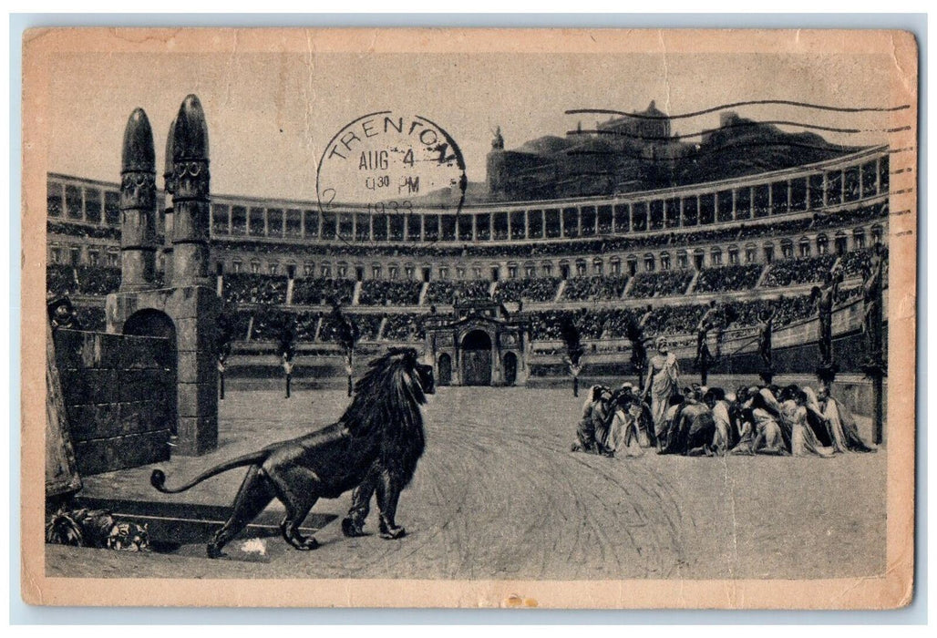 1933 Roma Circo Massimo Ultima Preghiera Kingdom Rome Italy, Trenton NJ Postcard