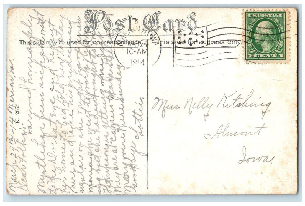 1914 View Of M.E. Church Exterior Scene  Marion Iowa IA Antique Posted Postcard