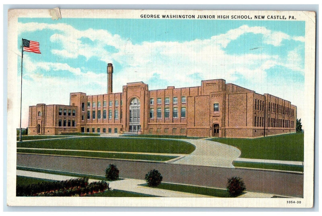 1936 George Washington Junior High School New Castle Pennsylvania PA Postcard