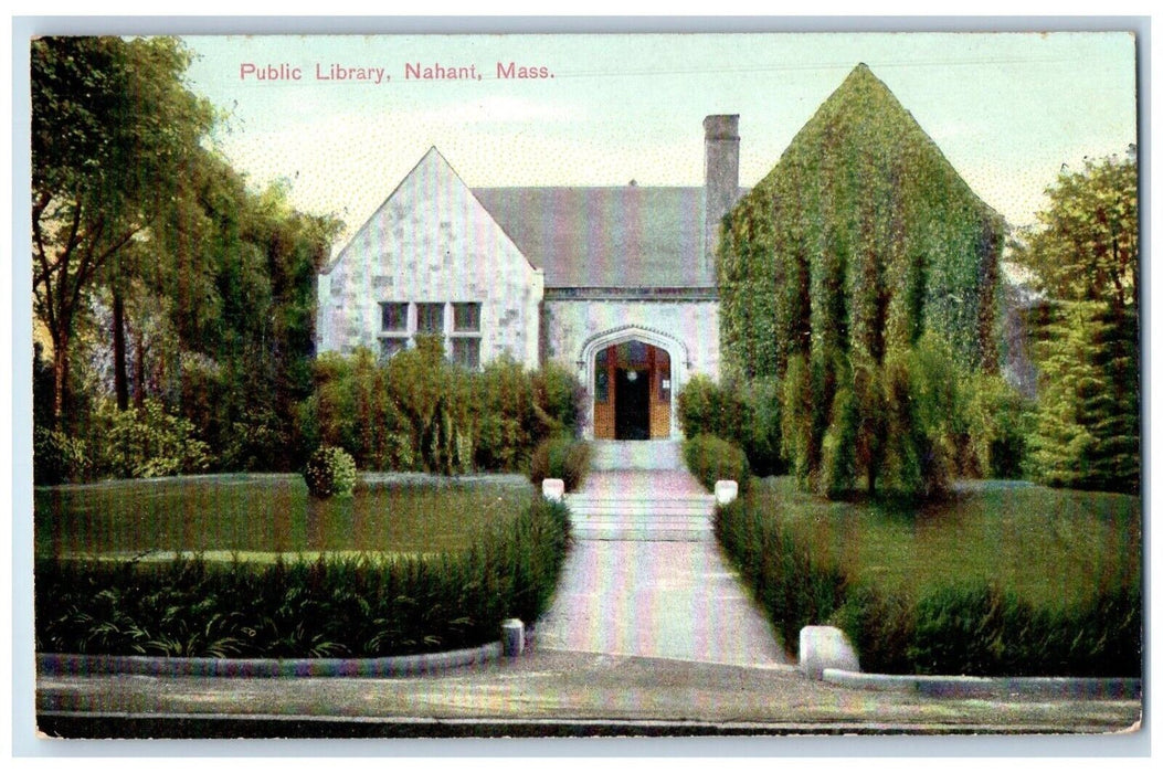 c1910's Public Library Building Front View Nahant Massachusetts MA Postcard