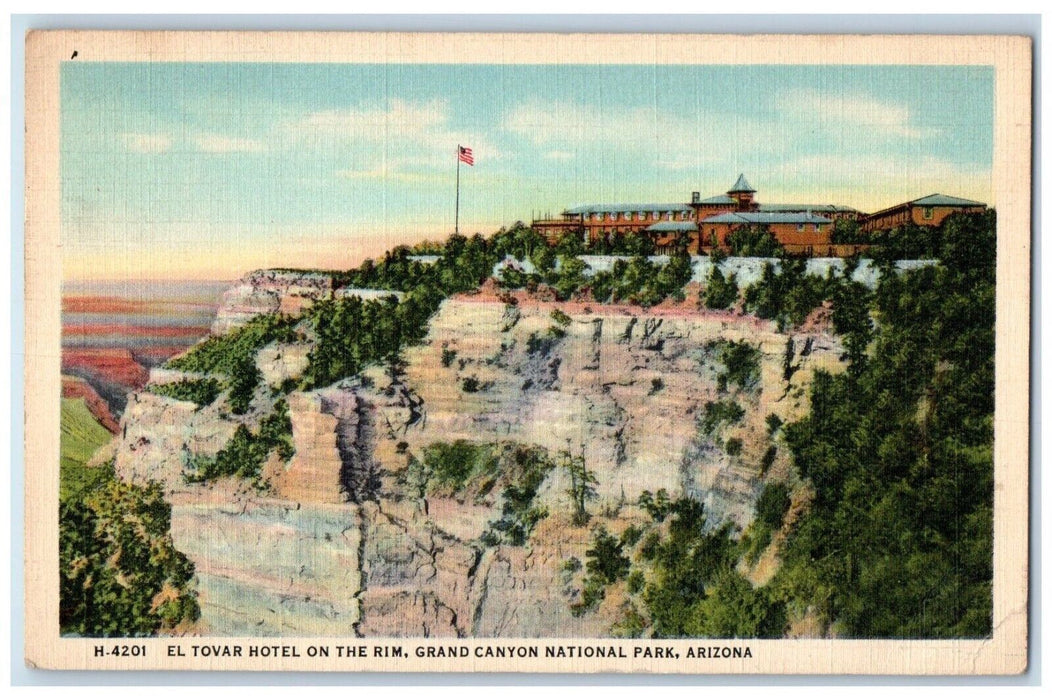 1941 El Tovar Hotel Rim Grand Canyon National Park Arizona AZ Vintage Postcard