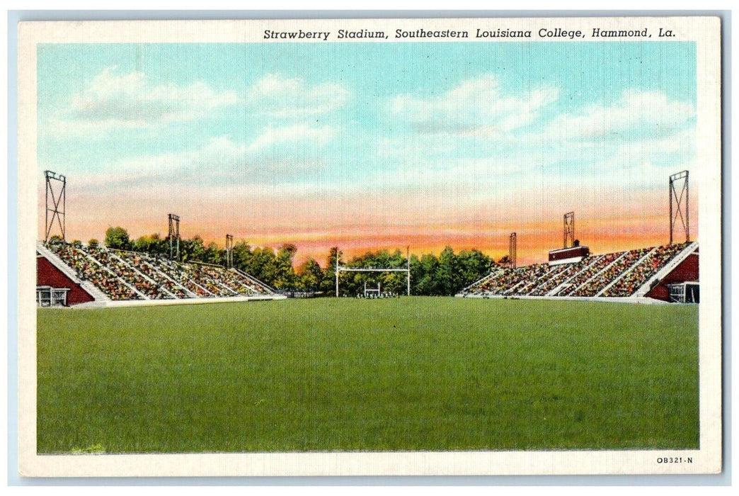 c1930's Strawberry Stadium Southeastern Louisiana College Hammond LA Postcard