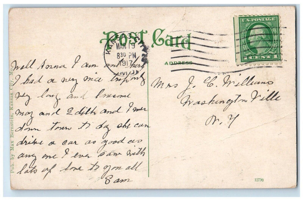 1917 Valentine Road Street Park Kansas City Missouri MO Vintage Antique Postcard