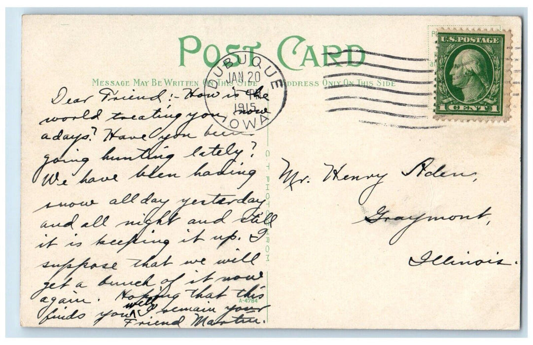 1915 Aerial View Eagle Point Wagon Bridge Dubuque Iowa IA Antique Postcard