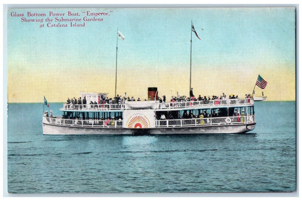Glass Bottom Power Boat Emperor Submarine Gardens Catalina Island Postcard