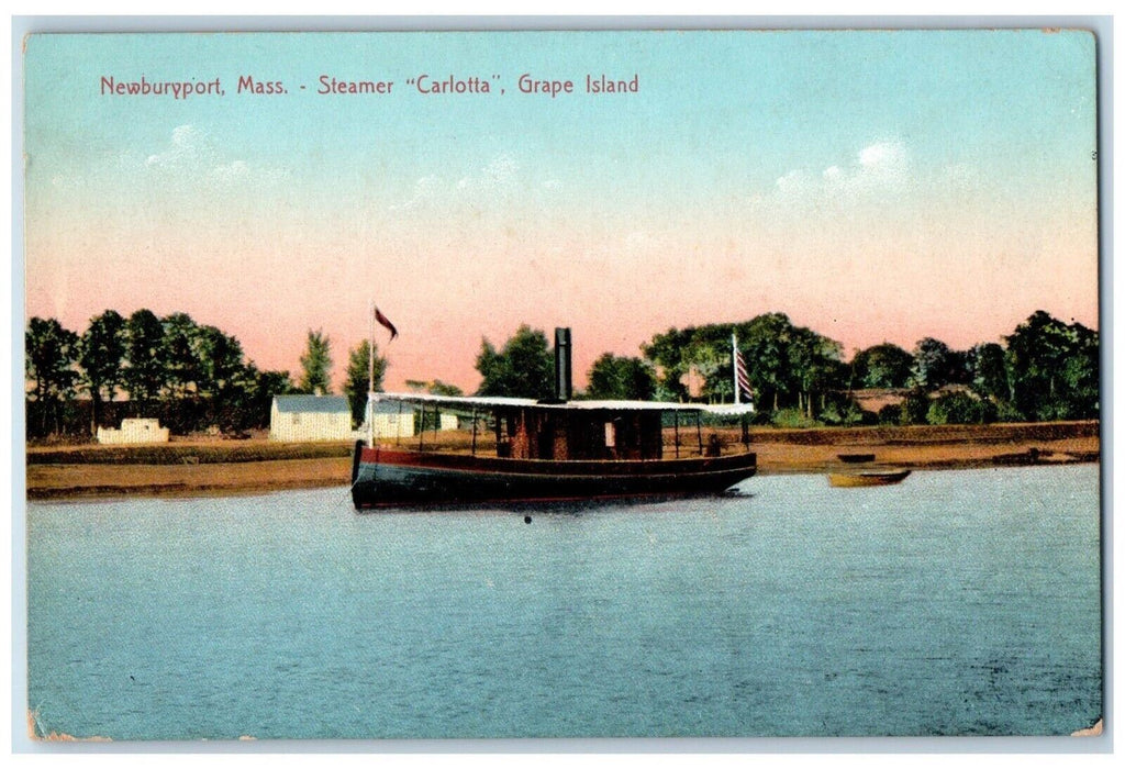c1910's Steamer Carlotta Grape Island Newburyport Massachusetts MA Postcard