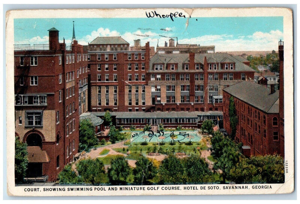 1929 Hotel De Soto Court Miniature Golf Course Savannah Georgia GA Postcard