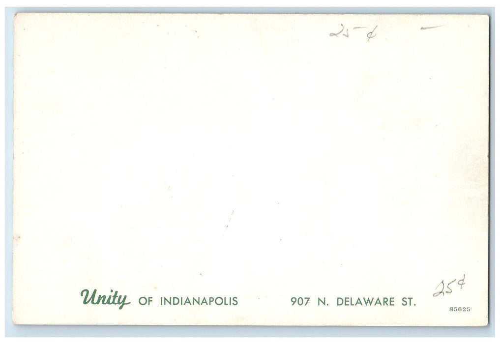 c1950 Unity Of Indianapolis Building View Plaque Design Road Street IN Postcard