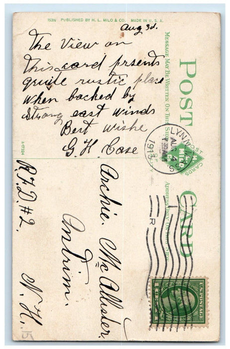1913 View Of Surf At Bass Point Nahant Massachusetts MA Posted Antique Postcard