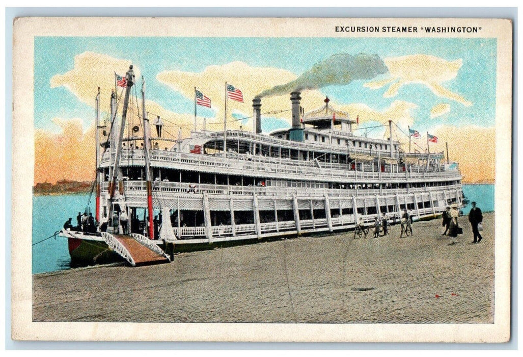 c1930's Excursion Steamer Ship Washington WA Unposted Vintage Postcard