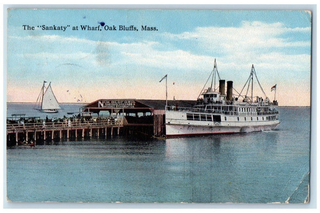 1915 The Sankaty At Wharf Oak Bluffs Massachusetts MA Posted Antique Postcard