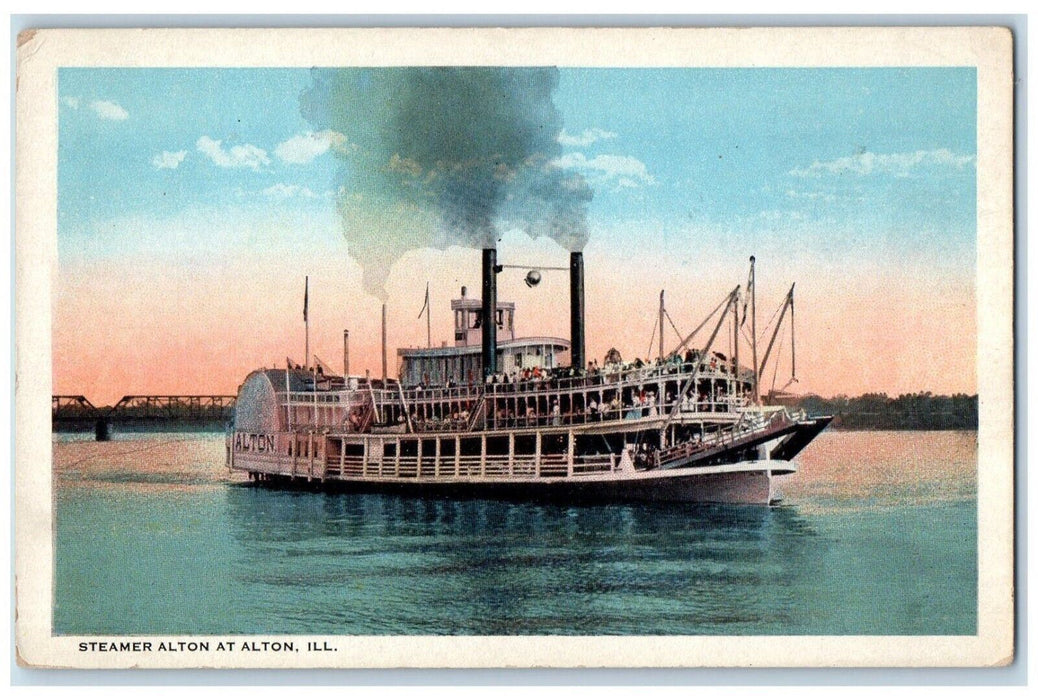 c1930's View Of Steamer Alton At Alton Illinois IL Posted Vintage Postcard
