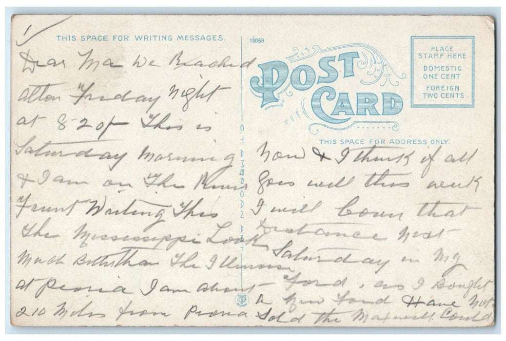 c1930's View Of Steamer Alton At Alton Illinois IL Posted Vintage Postcard