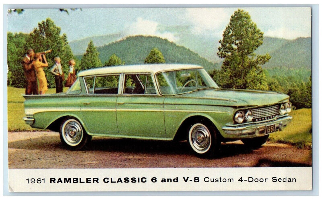 c1962 !961 Rambler Classic 6 V-8 Custom 4-Door Sedan Grants New Mexico Postcard