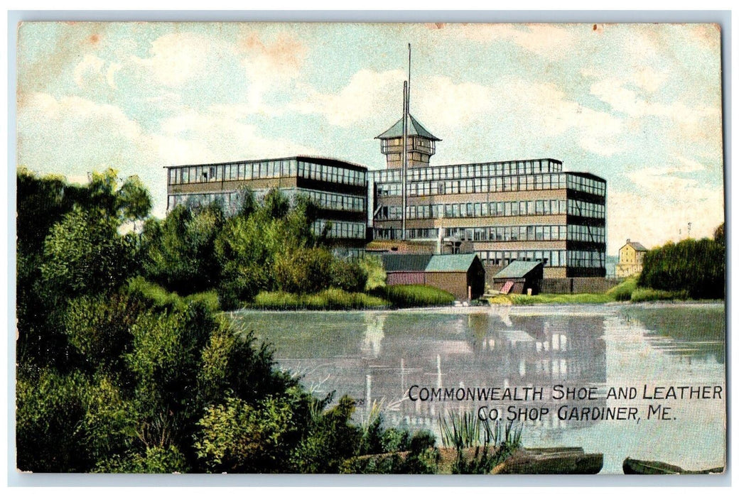 c1950's Commonwealth Shoe Leather Co. Shop Factory Building Gardiner ME Postcard