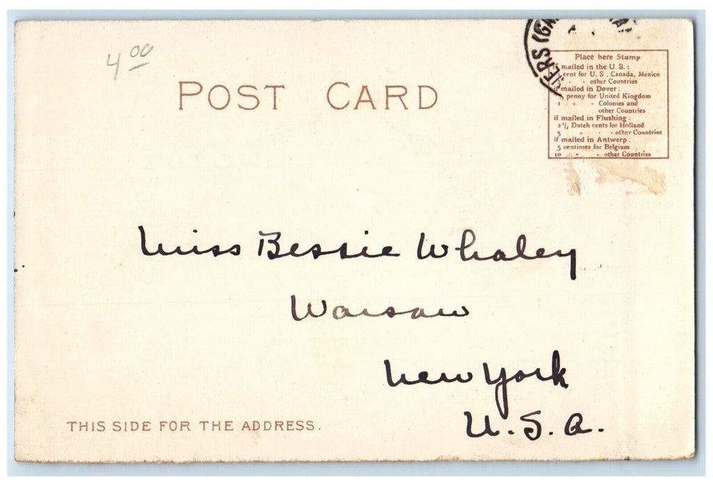 c1905 Red Star Line Antwerpen New York Boston Steamer Cruise Ferry Sea Postcard