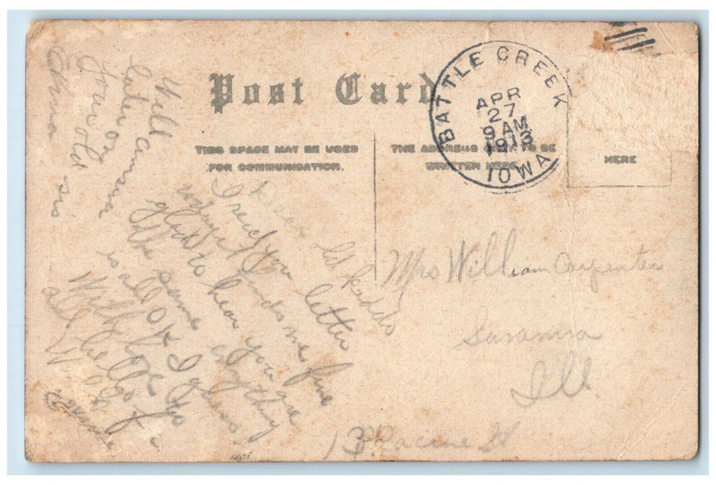 1913 Scenic View On Maple River Battle Creek Iowa IA Antique Posted Postcard