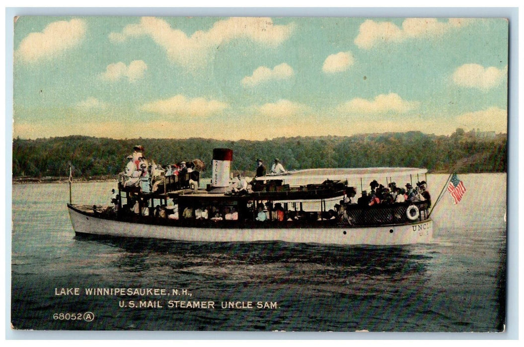 1918 US Mail Steamer Uncle Sam View Lake Winnipesaukee New Hampshire NH Postcard