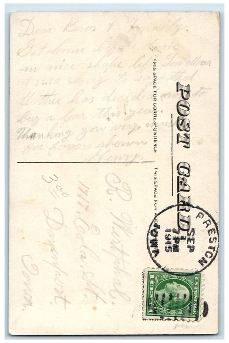 1915 Public Park Tree-lined Garden Preston Iowa IA Antique Posted Postcard