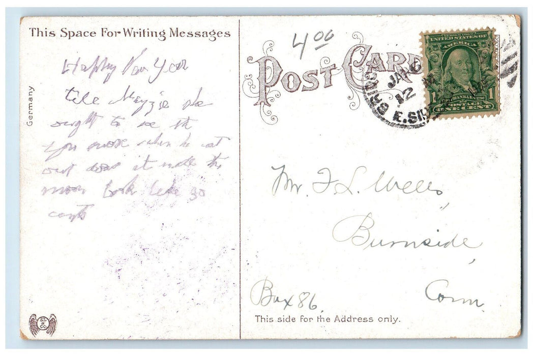 1909 Railroad Train Station Depot View NY NH Smokestacks Bridgeport CT Postcard