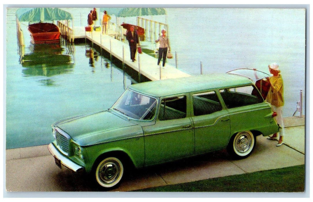 c1960 Lark 4-Door Station Wagon Regal Mack's Auto Sales Akron Ohio OH Postcard