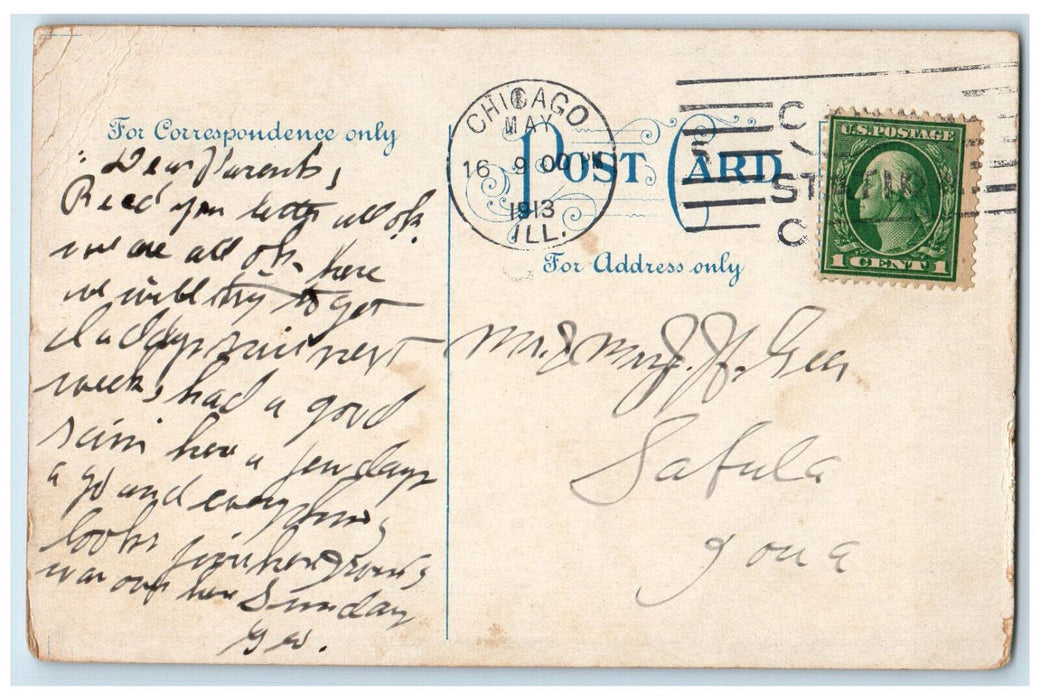 1913 Greetings From Chicago Illinois IL, Postal Telegraph Telegram Postcard