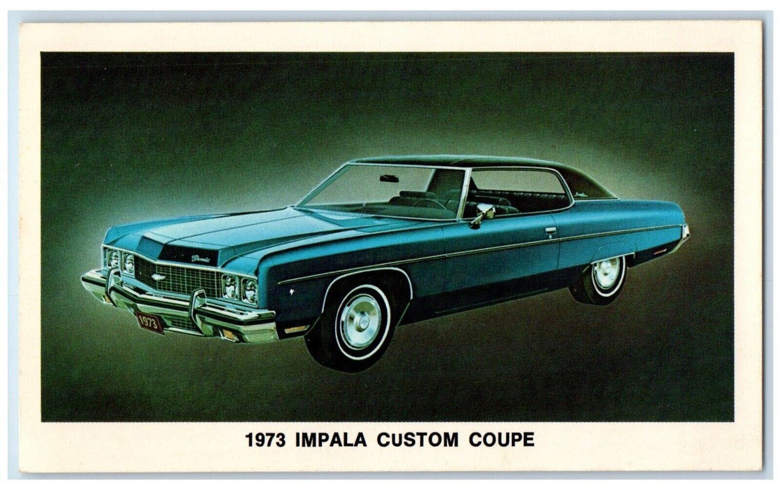 c1972 1973 Impala Custom Coupe Chevrolet Chevy Classic Car Wooster Ohio Postcard