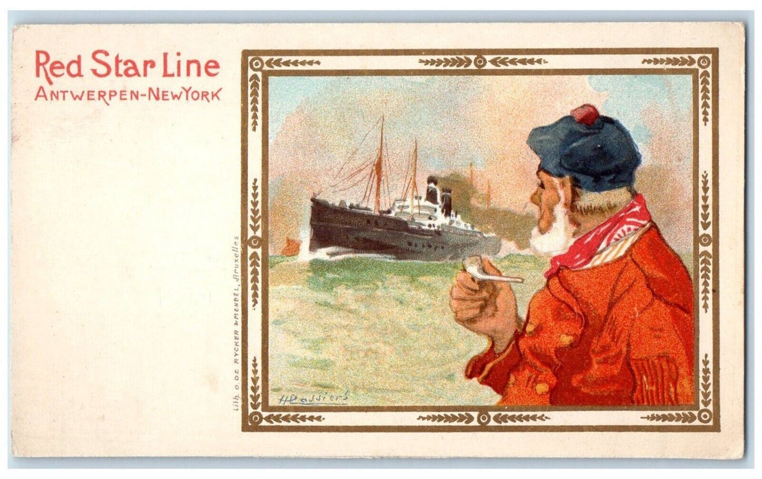 1898 Red Star Line Antwerpen New York Steamer Private Mailing Congress Postcard