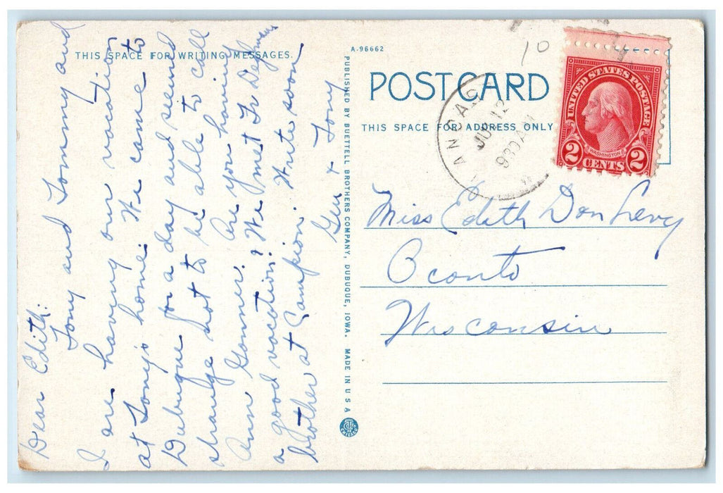 Aeroplane View Of Columbia College And Campus Dubuque Iowa IA Vintage Postcard