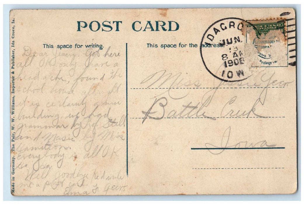 1908 View Of Presbyterian Church Dirt Scene Road Ida Grove Iowa IA Postcard