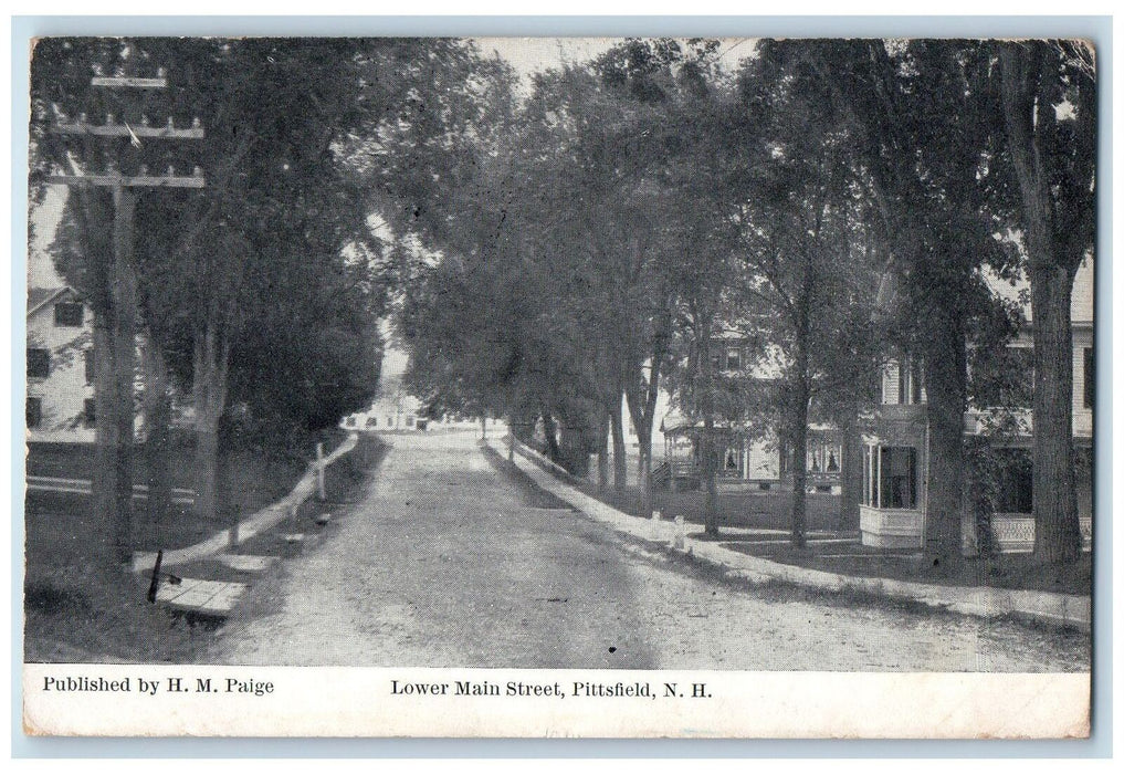 1909 Lower Main Street Scene Pittsfield New Hampshire NH Posted Vintage Postcard