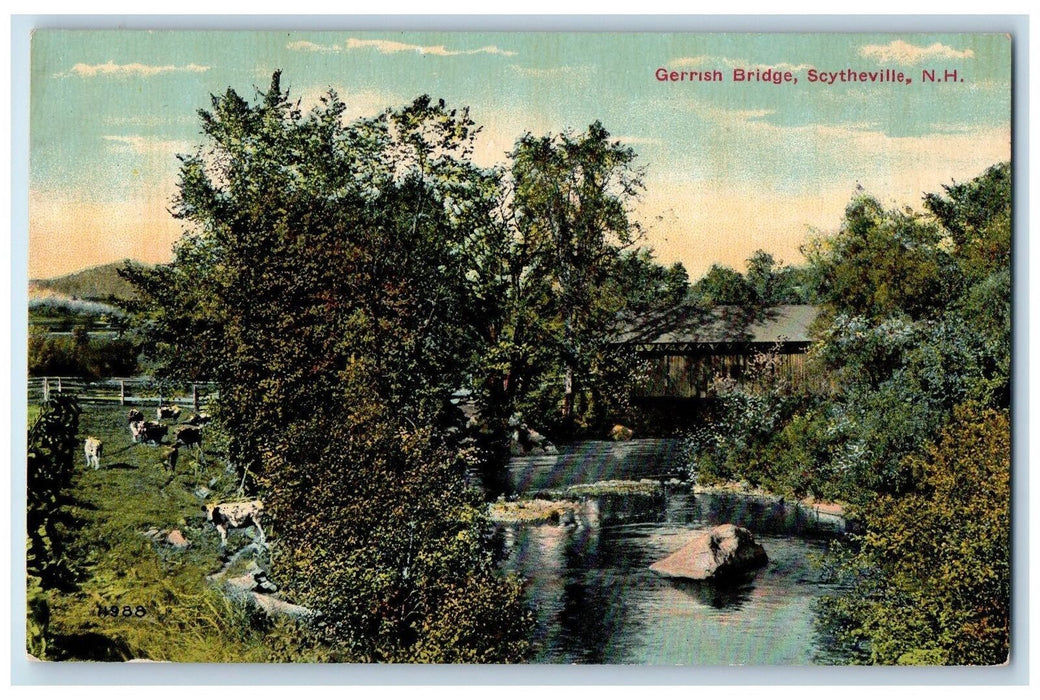 c1920's Gerrish Bridge Cows Scene Scytheville New Hampshire NH Unposted Postcard