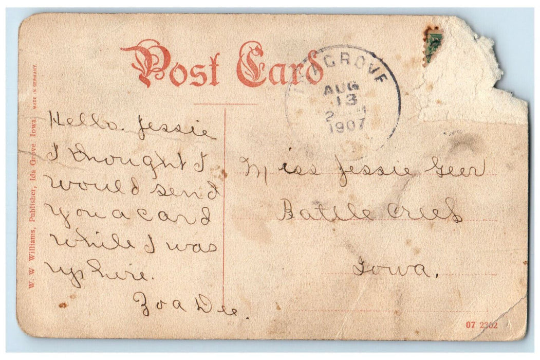 1907 Entrance To Conn Bros. Hospital Exterior Ida Grove Iowa IA Antique Postcard