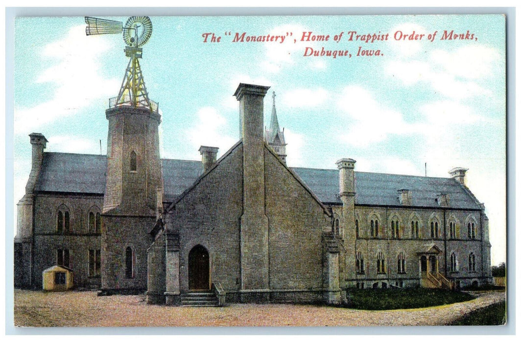 The Monastery Home Of Trappist Order Of Monks Dubuque Iowa IA Antique Postcard
