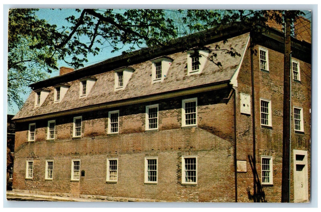 c1950 Harmonist Dormitory Building View Roadside New Harmony Indiana IN Postcard