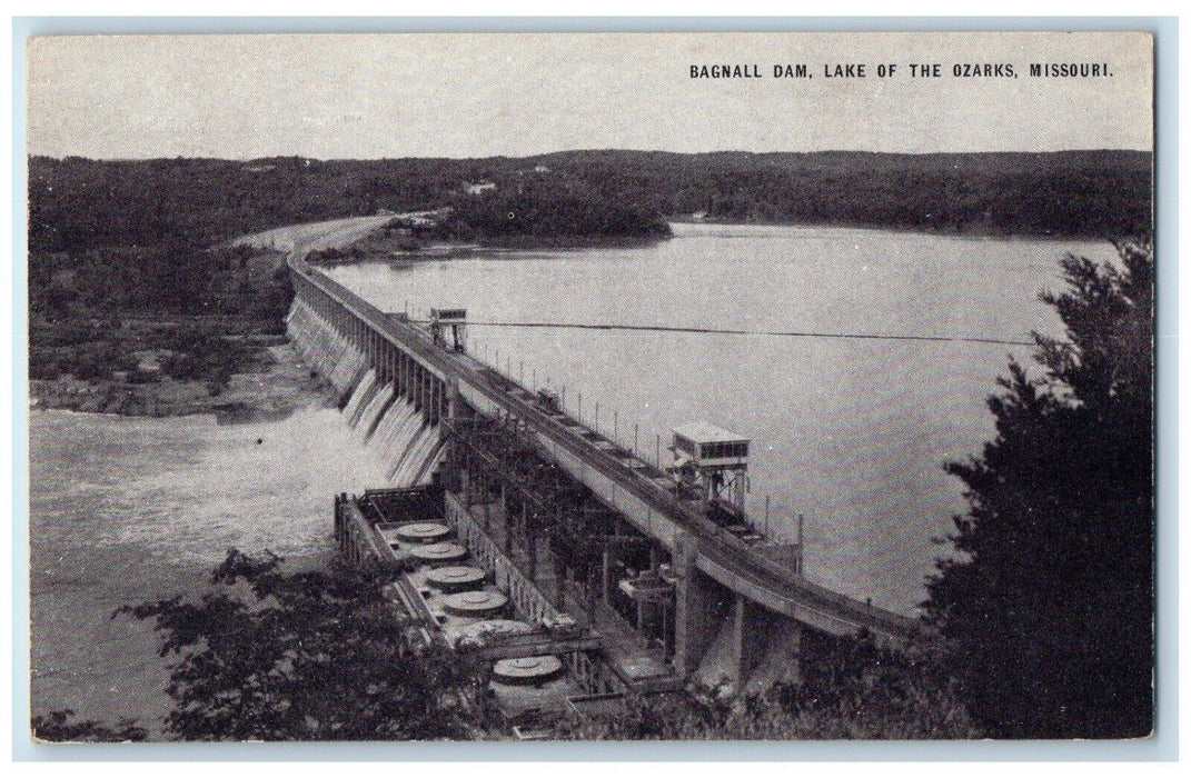 c1930 Bagnall Dam Lake Ozarks Missouri Conoco Touraide Vintage Antique Postcard