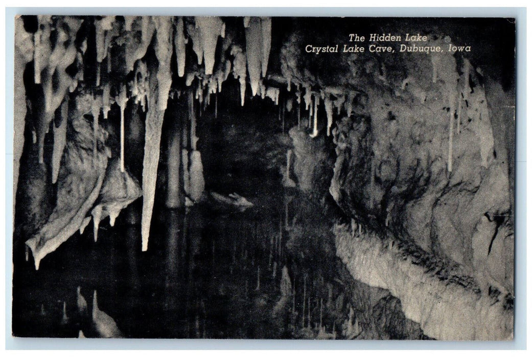 1955 View Of The Hidden Lake Crystal Lake Cave Dubuque Iowa IA Vintage Postcard