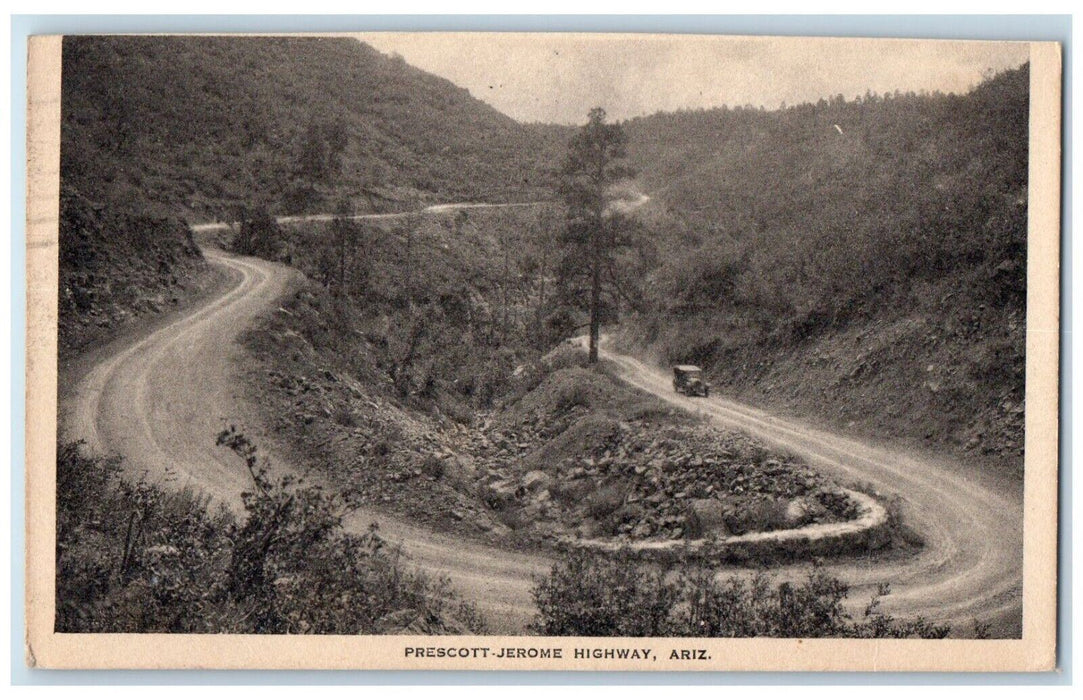 1932 Prescott Jerome Rock Mountain Highway Arizona AZ Vintage Antique Postcard